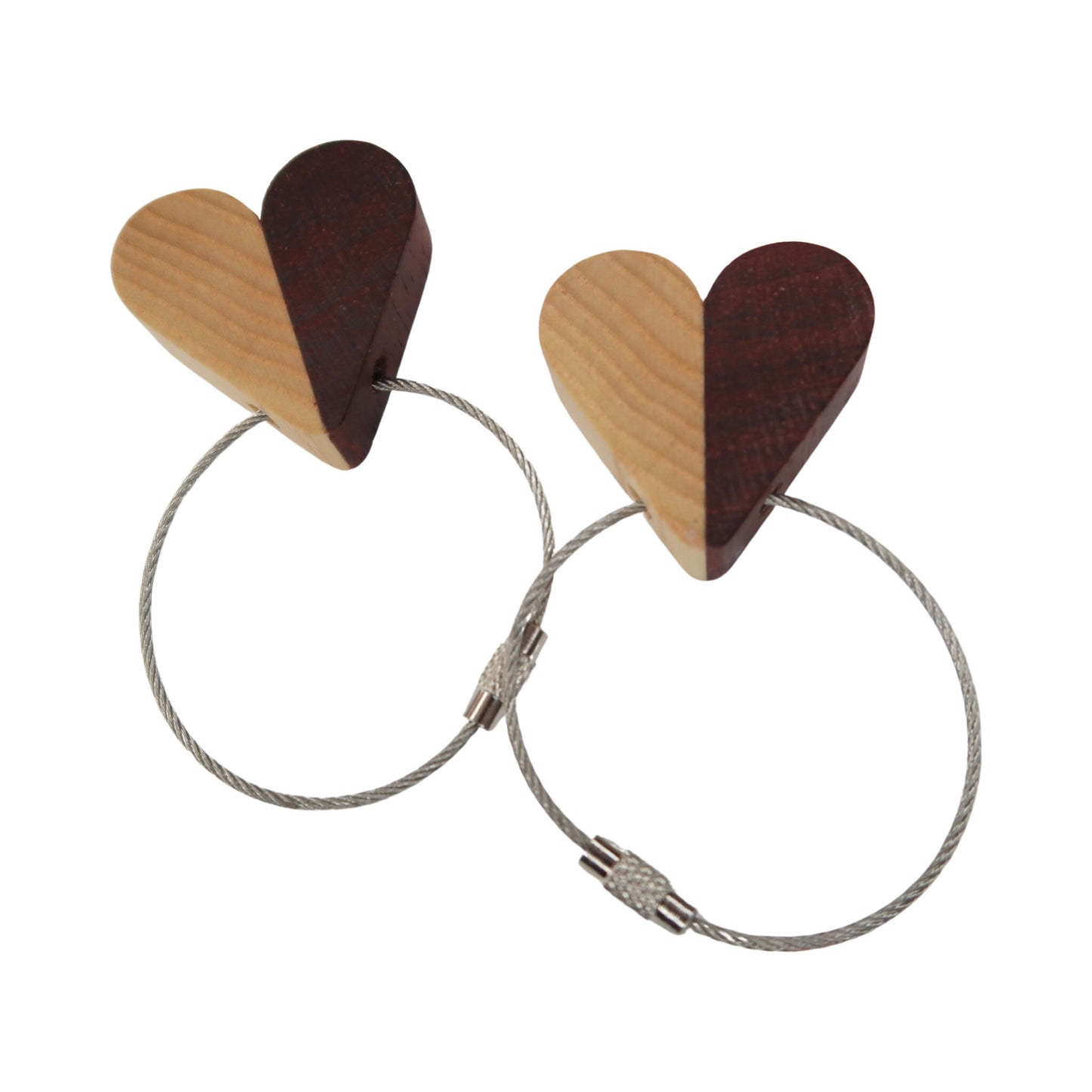 Solid Ash / Sapele Mix Heart Keyring