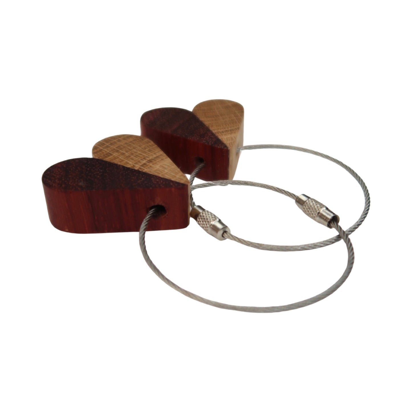 Solid Oak / Sapele Mix Heart Keyring
