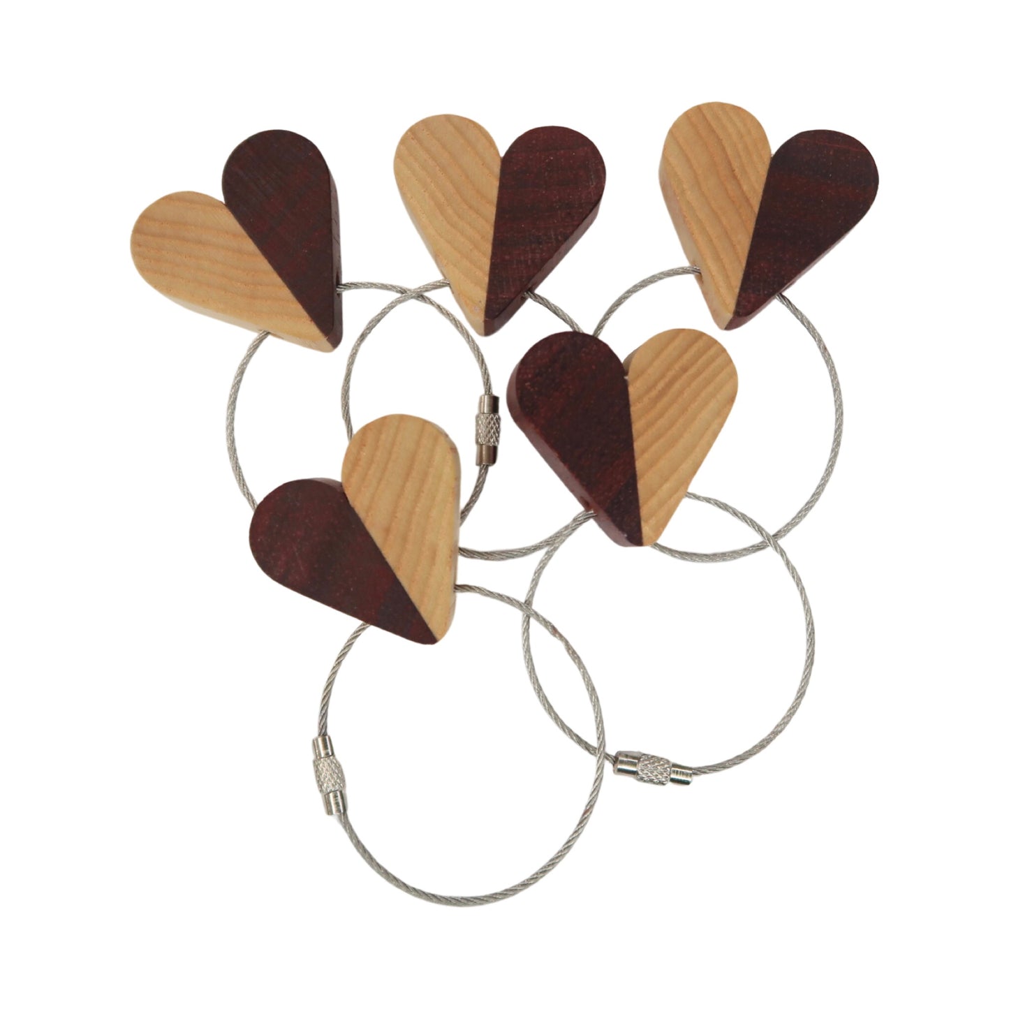 Solid Ash / Sapele Mix Heart Keyring