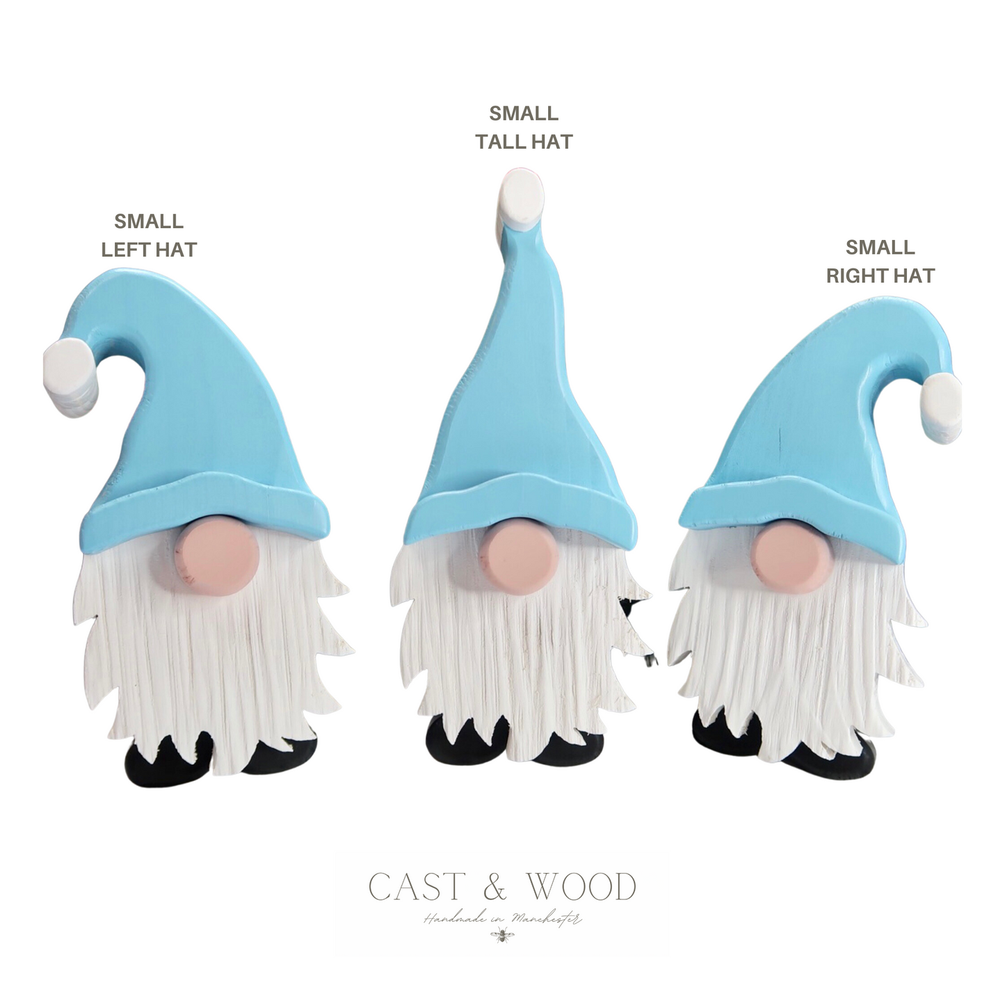 Festive Gonk - Handmade Decorative Wooden Gnome - Sky Blue