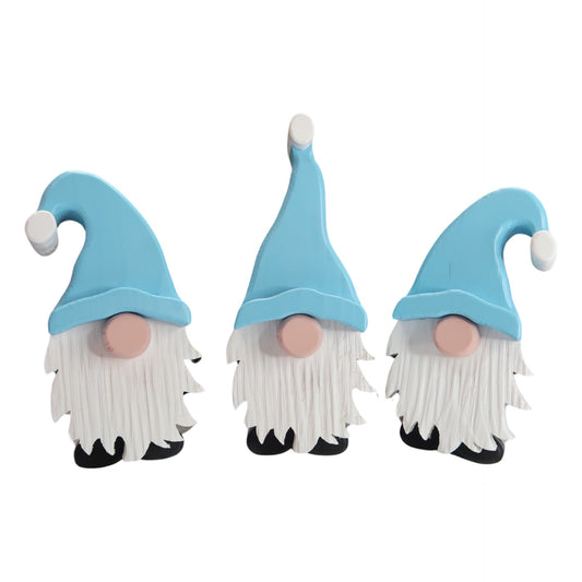 Festive Gonk - Handmade Decorative Wooden Gnome - Sky Blue