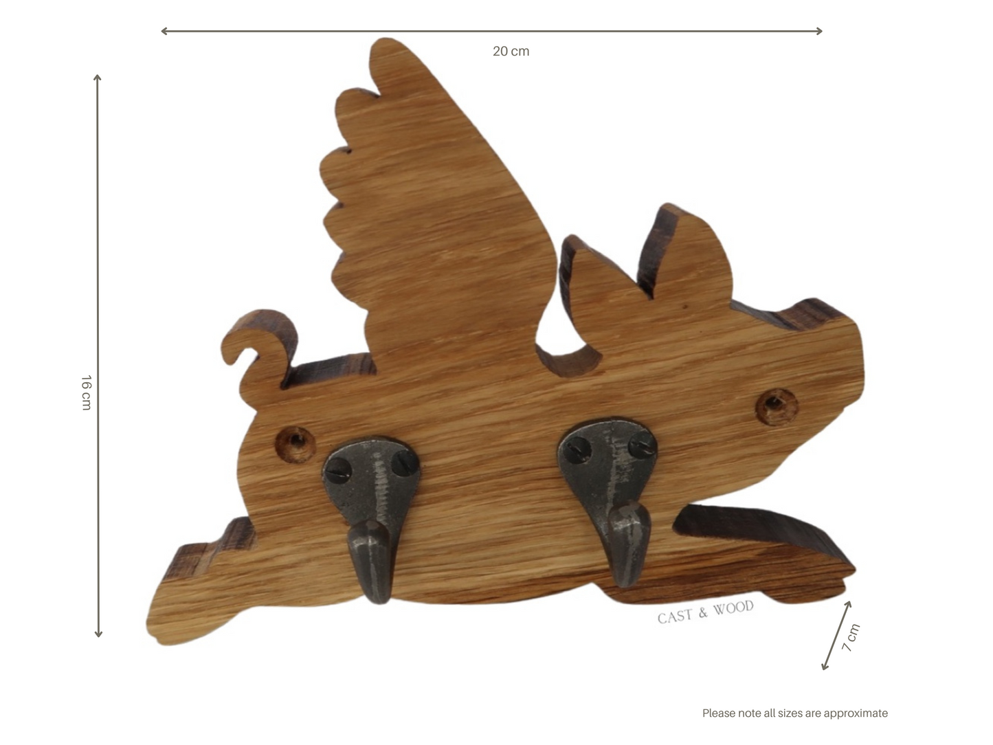 Flying Pig Mounted Coat Hook
