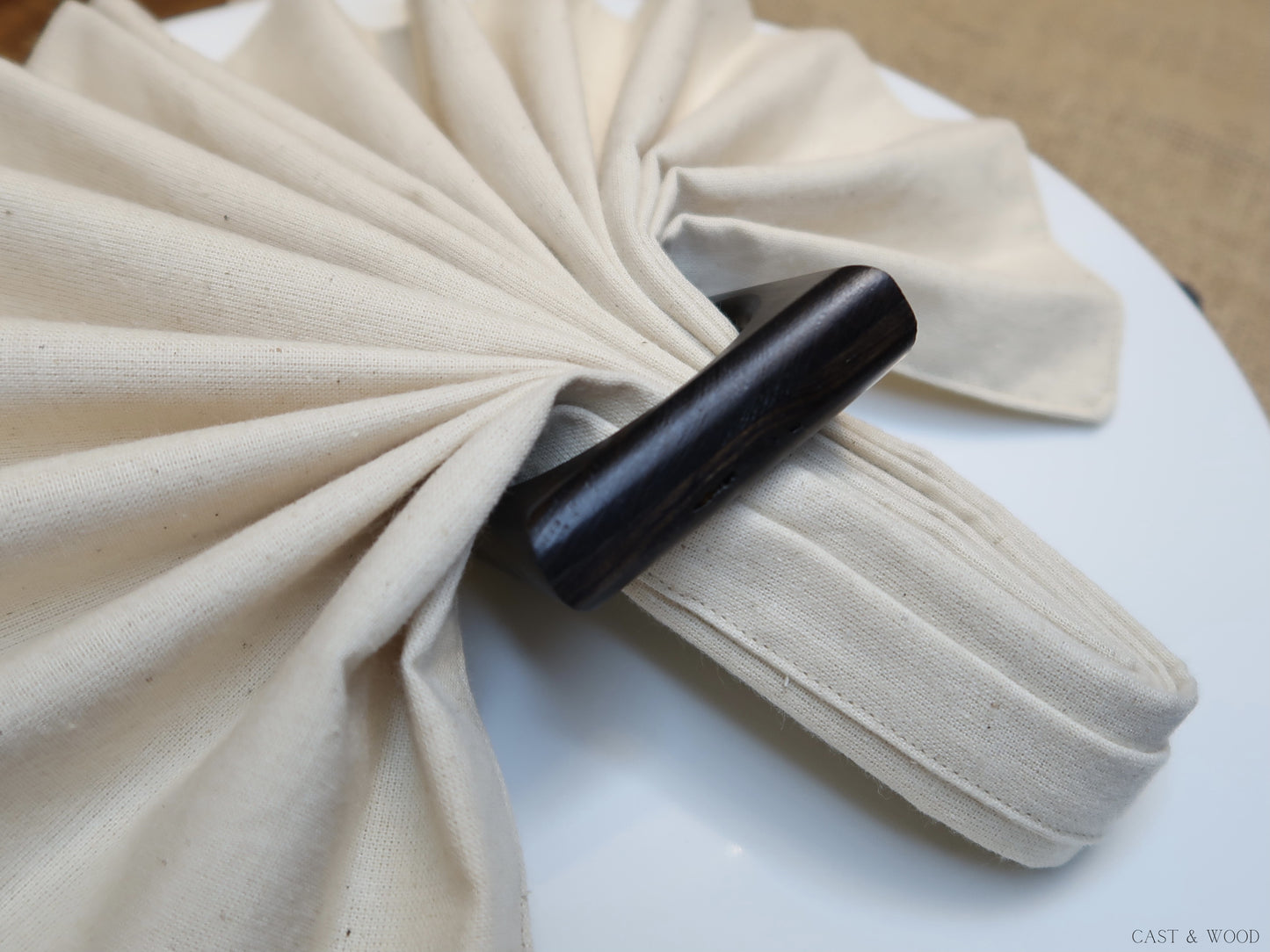 Napkin Rings - Black Brown Cast & Wood