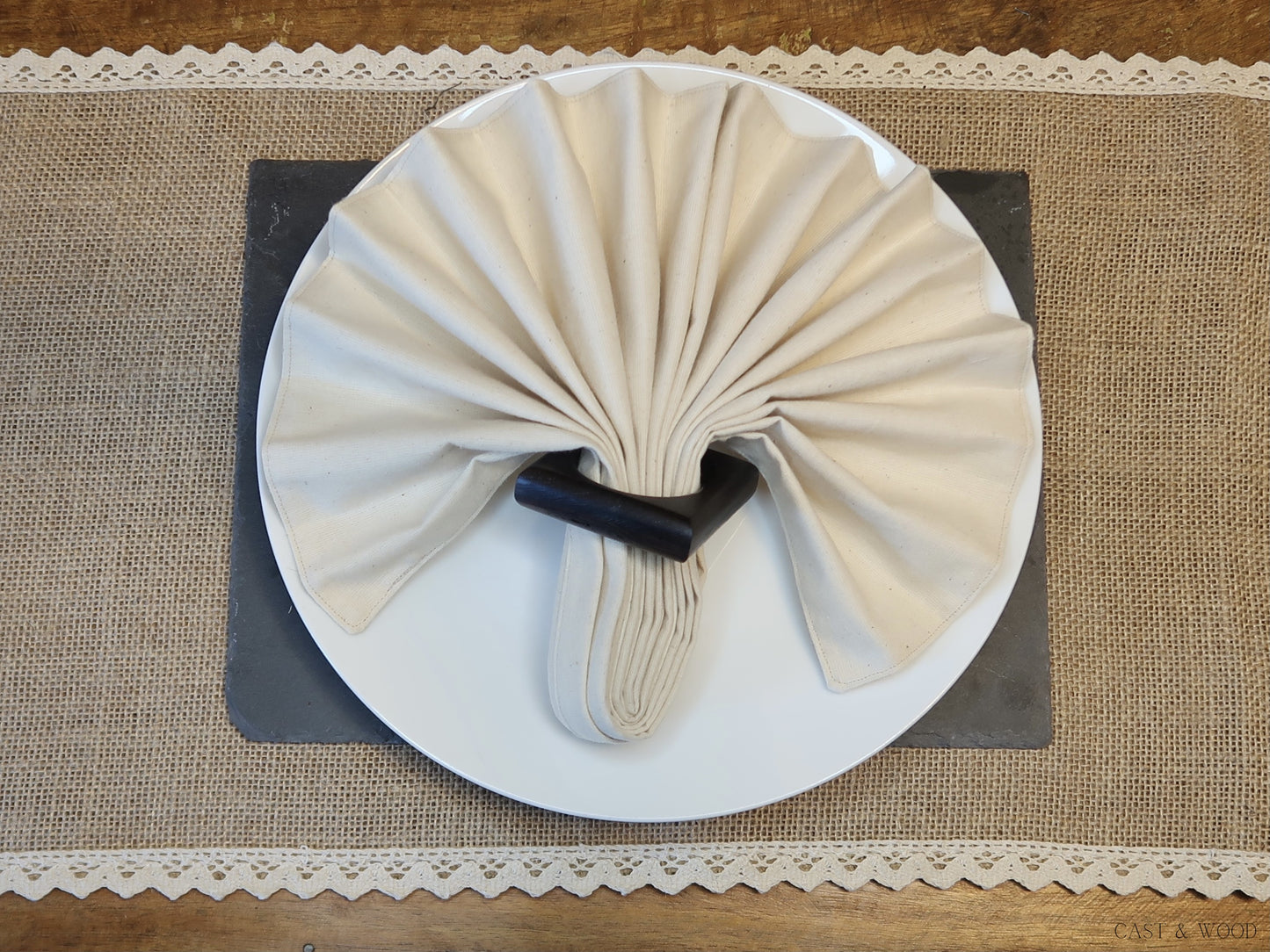 Napkin Rings - Black Brown Cast & Wood