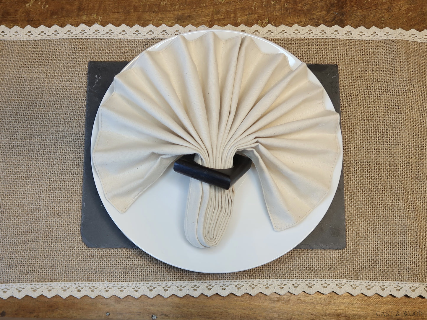 Napkin Rings - Black Brown Cast & Wood