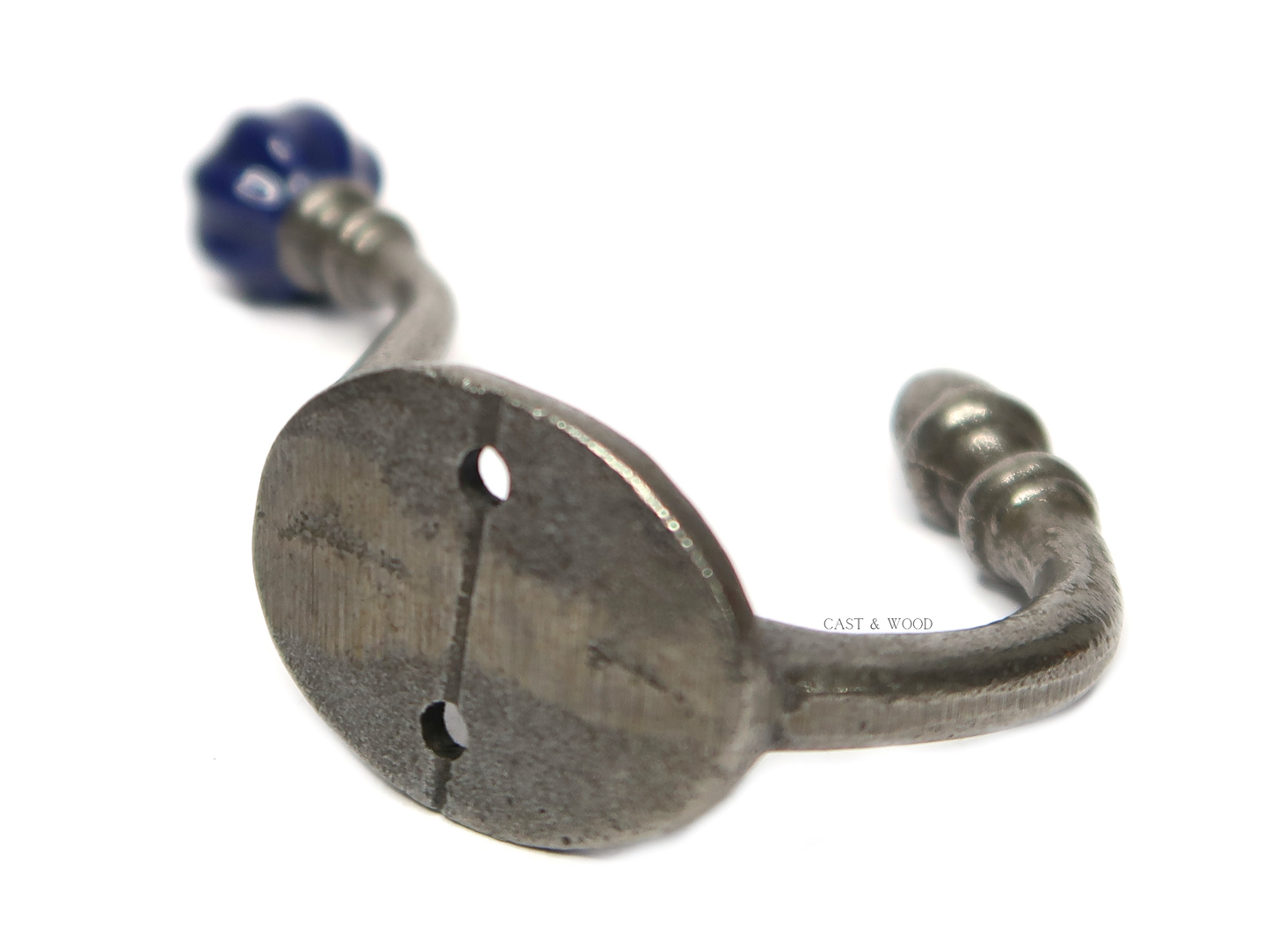 Dark Blue Acorn Double Coat Hook Cast & Wood