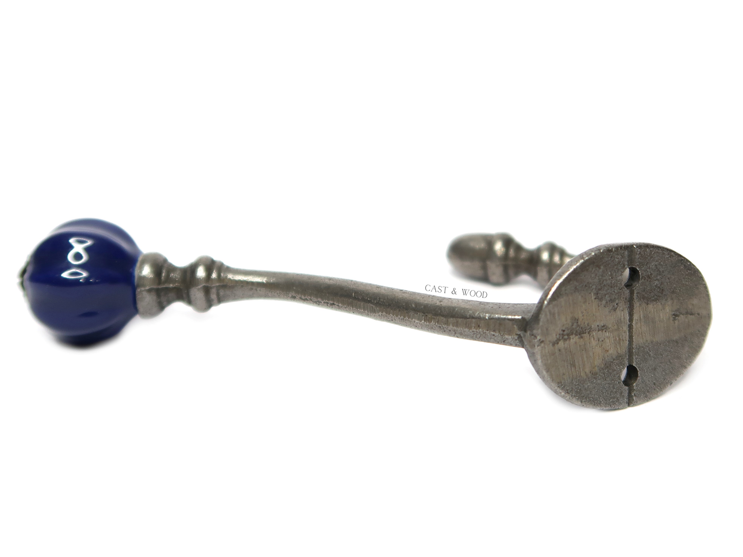 Dark Blue Acorn Double Coat Hook Cast & Wood