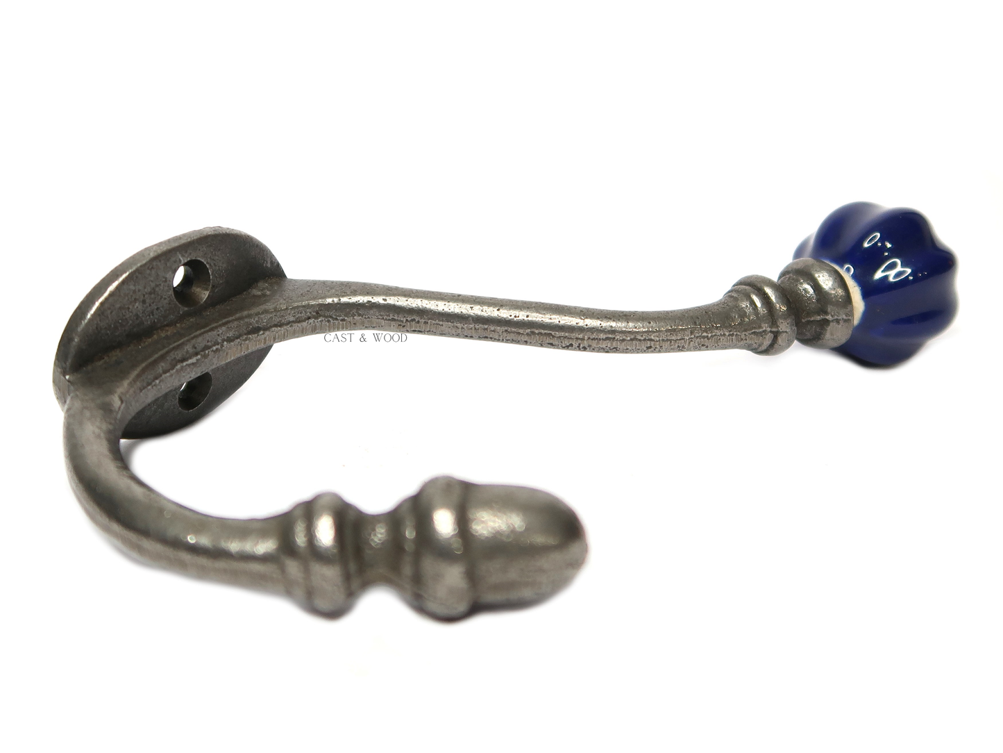 Dark Blue Acorn Double Coat Hook Cast & Wood