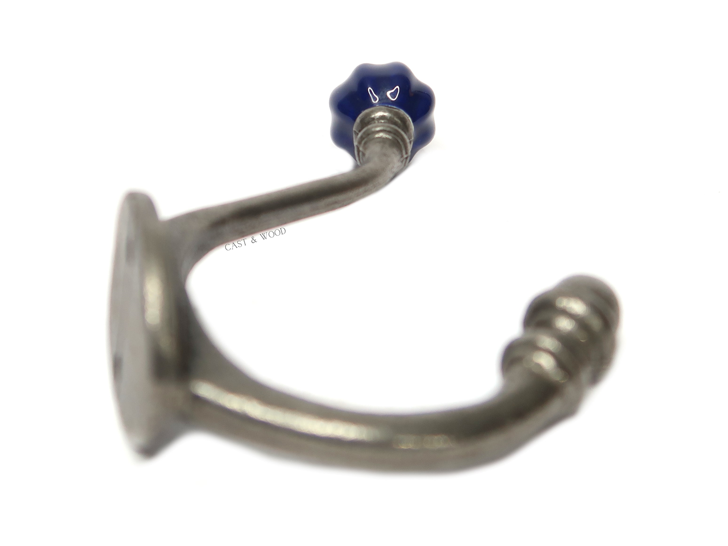 Dark Blue Acorn Double Coat Hook Cast & Wood