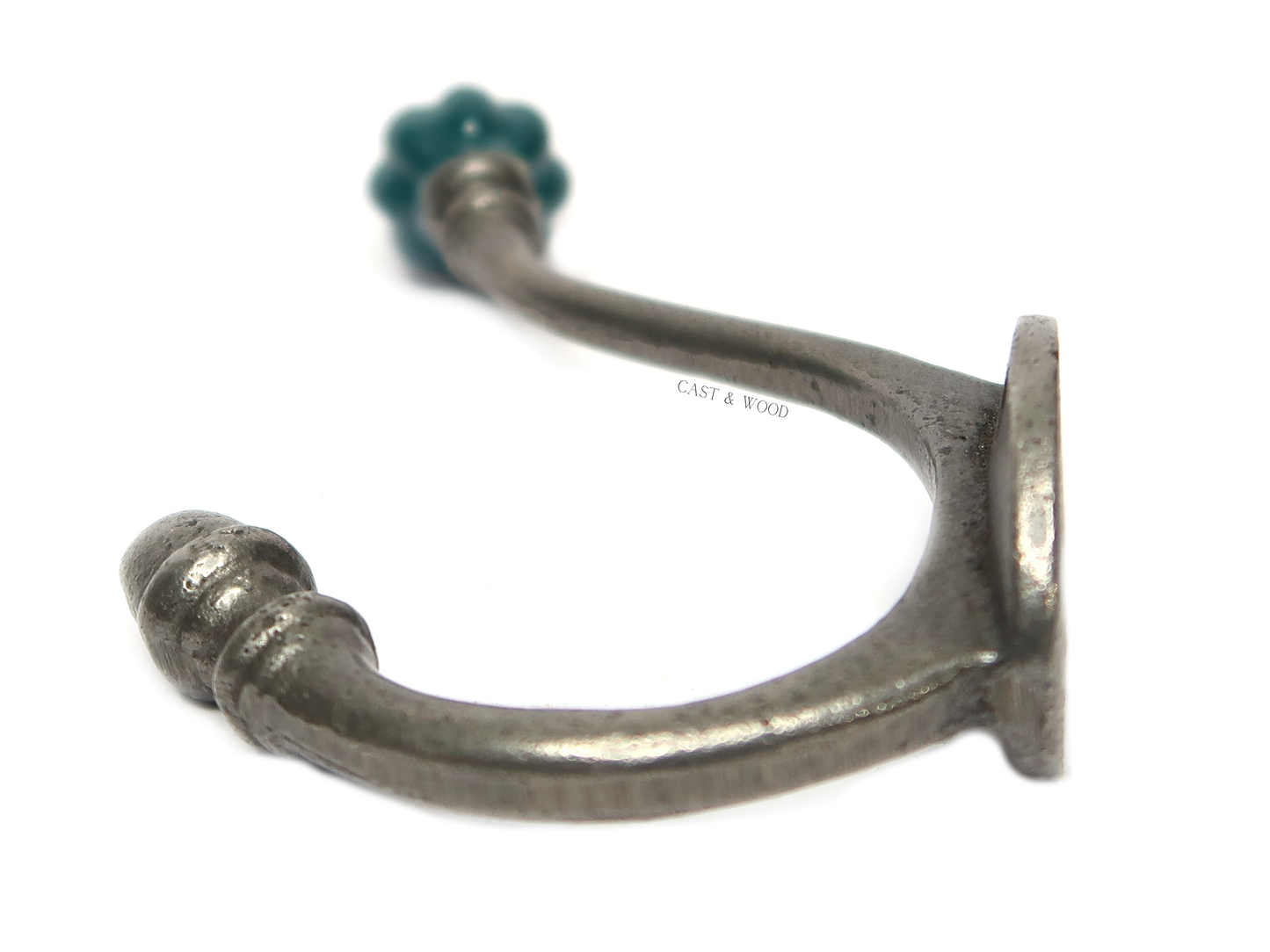 Racing Green Teal Acorn Double Coat Hook Cast & Wood