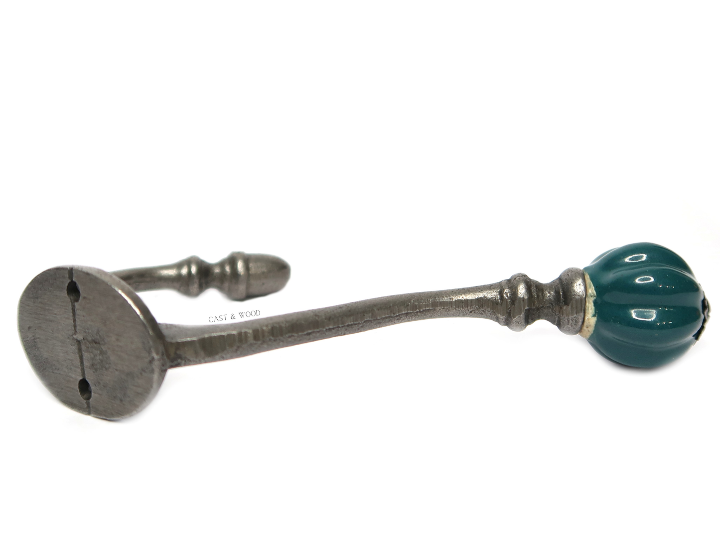 Racing Green Teal Acorn Double Coat Hook Cast & Wood