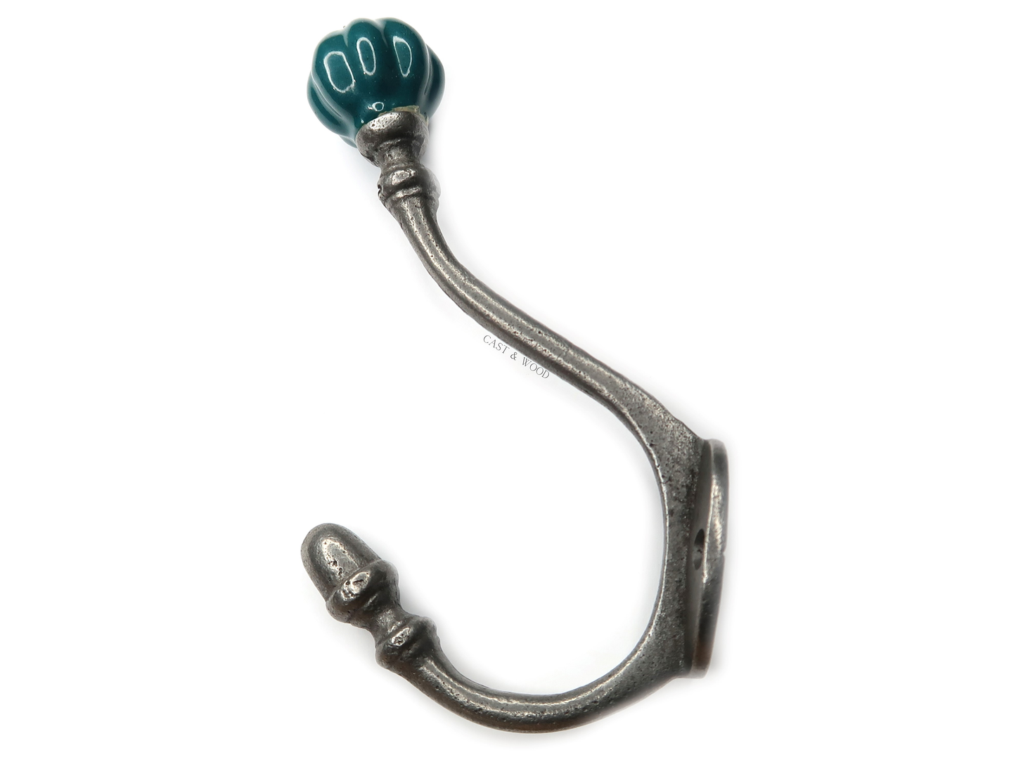 Racing Green Teal Acorn Double Coat Hook Cast & Wood