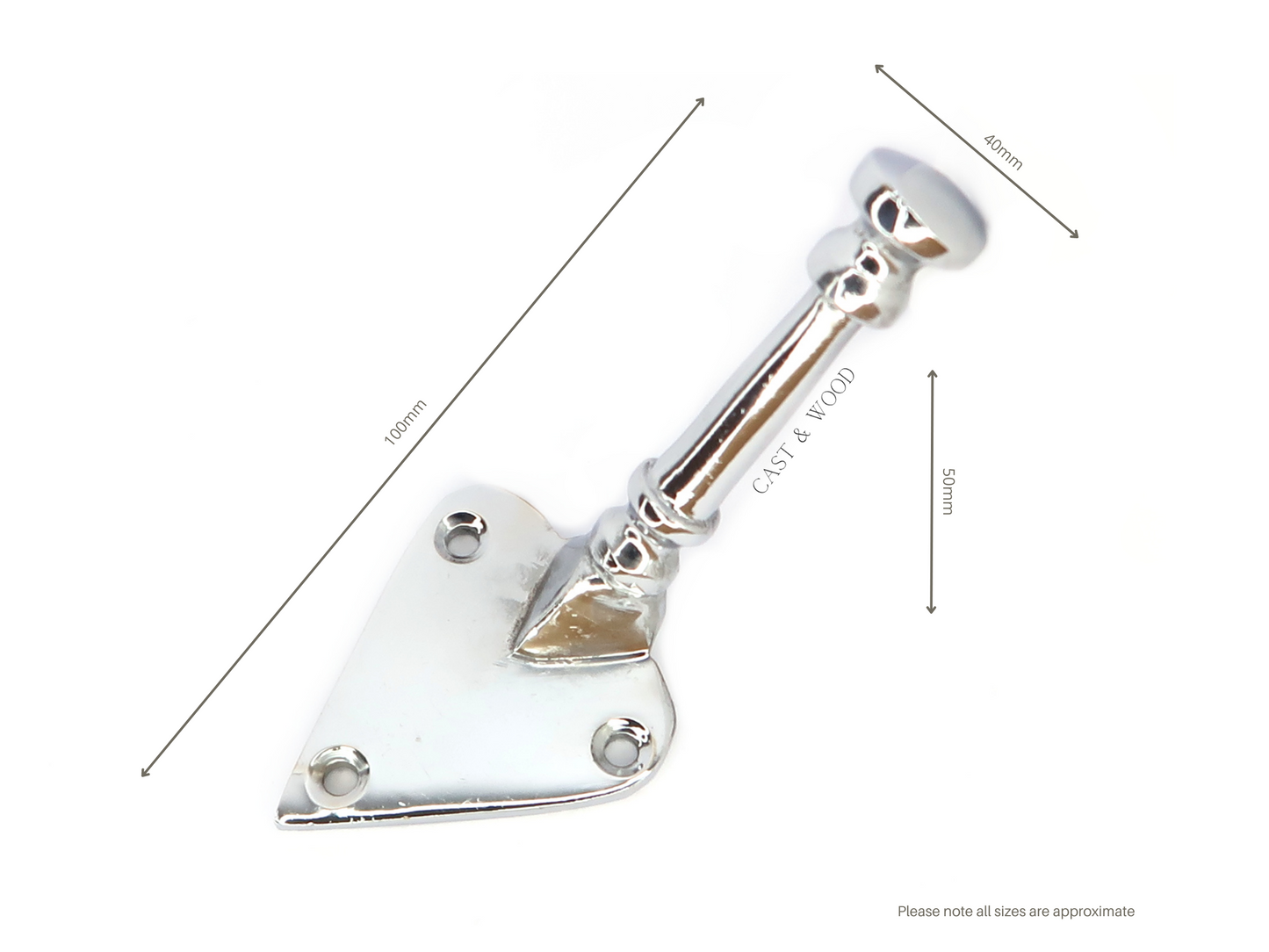 Chrome Single Coat Hook Cast & Wood