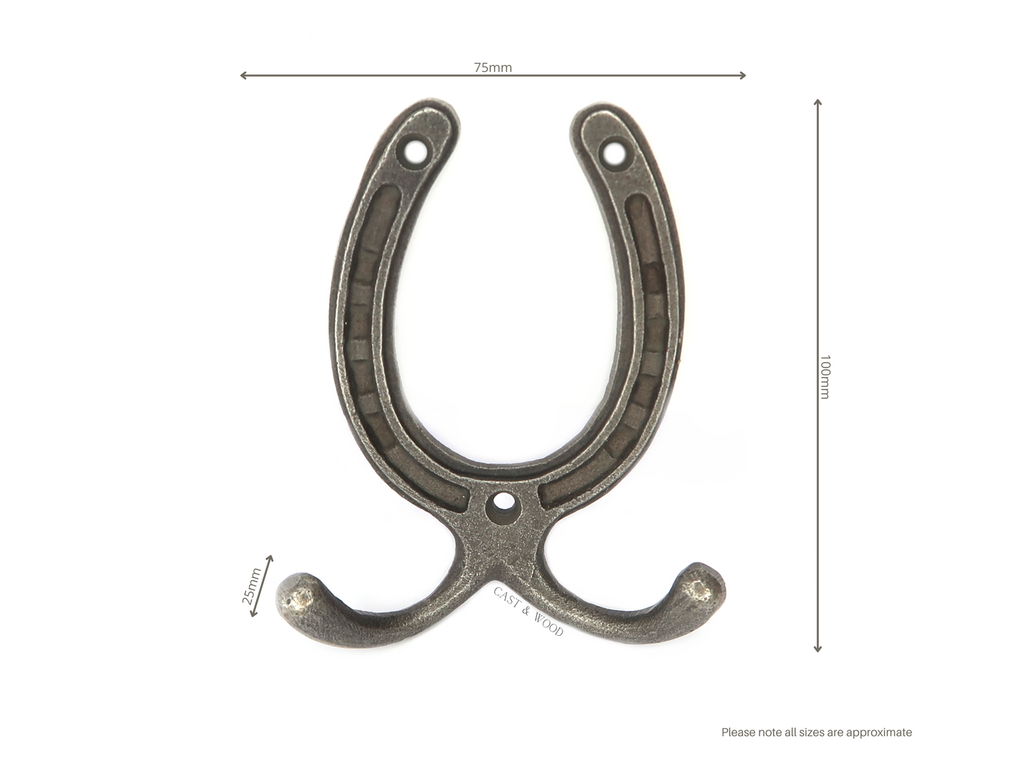 Horseshoe Double Robe Coat Hook Cast & Wood
