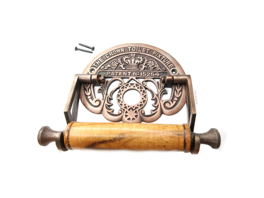 The Crown Toilet Roll Holder - Copper - Light Wood