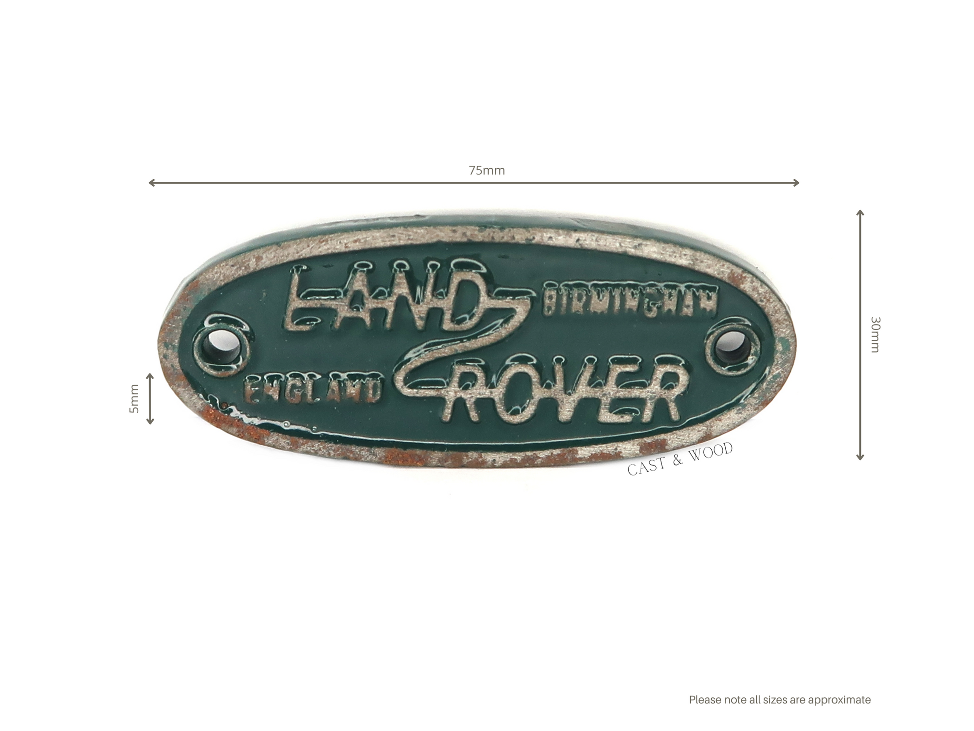 Green Land Rover Wall Plaque Sign Cast & Wood