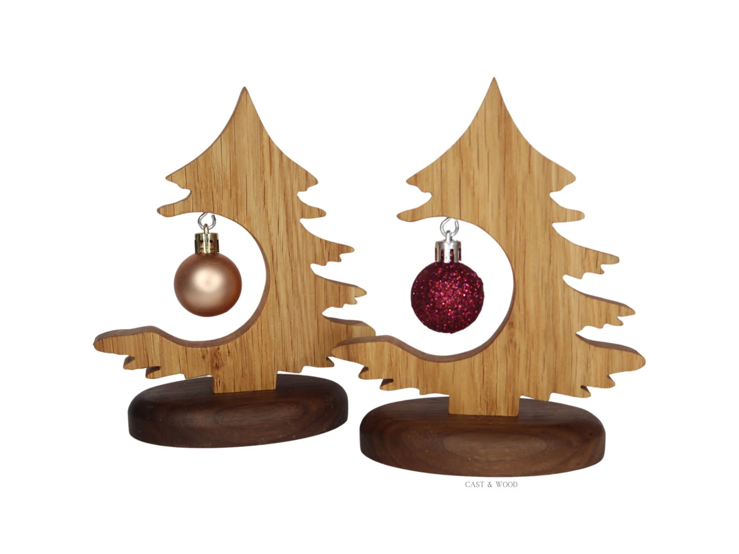 Solid Oak and Walnut Desktop Christmas Tree