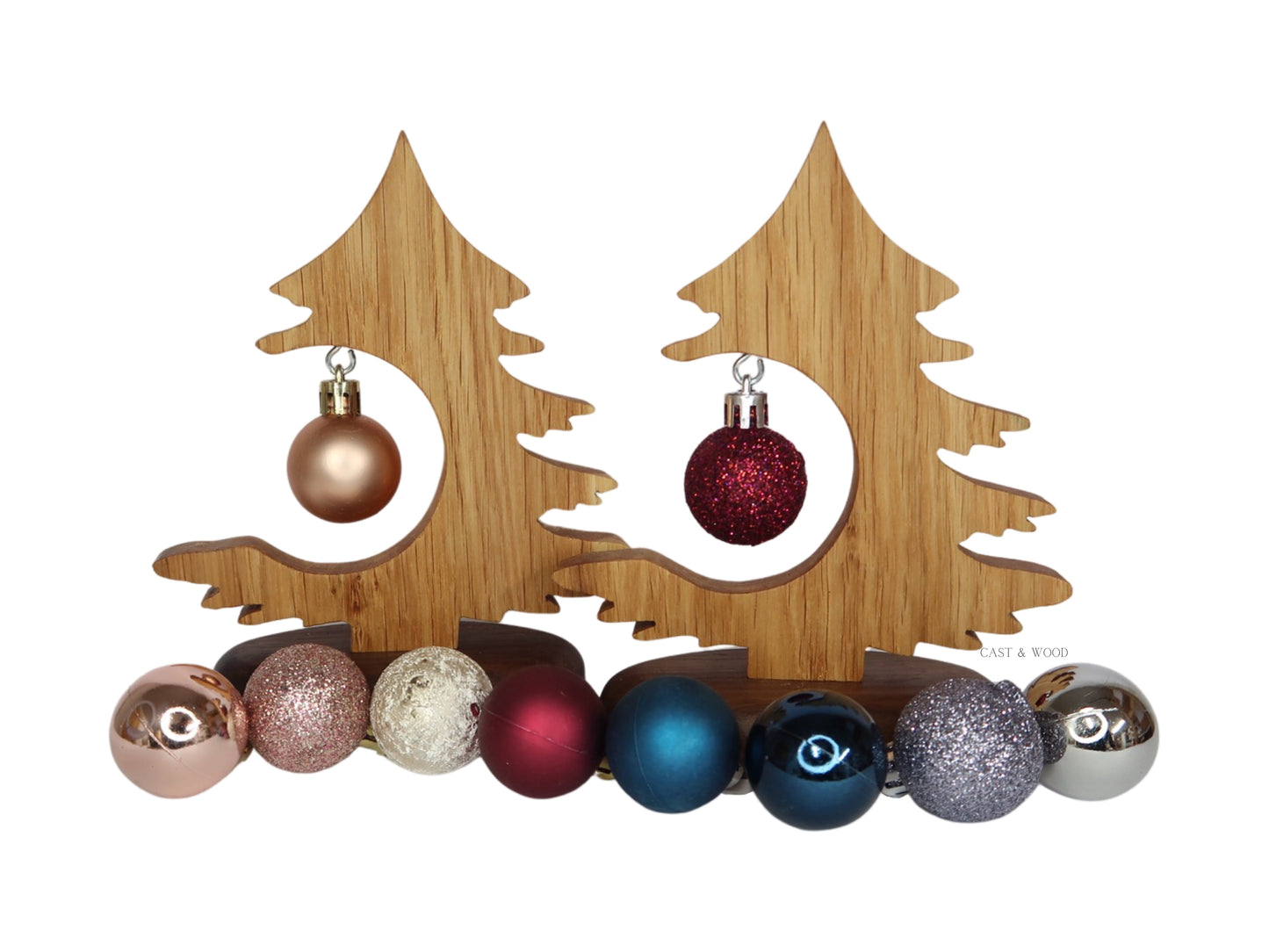 Solid Oak and Walnut Desktop Christmas Tree