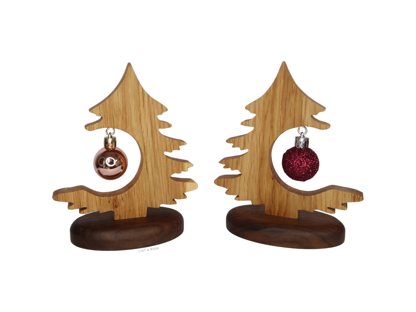 Solid Oak and Walnut Desktop Christmas Tree