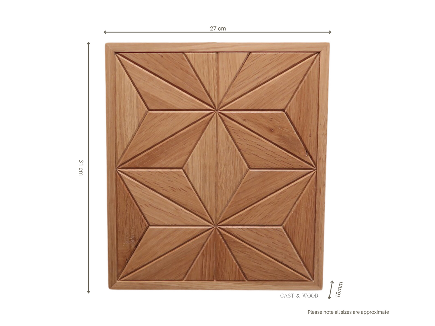 Handmade Oak Wall Art - 27cm x 31cm