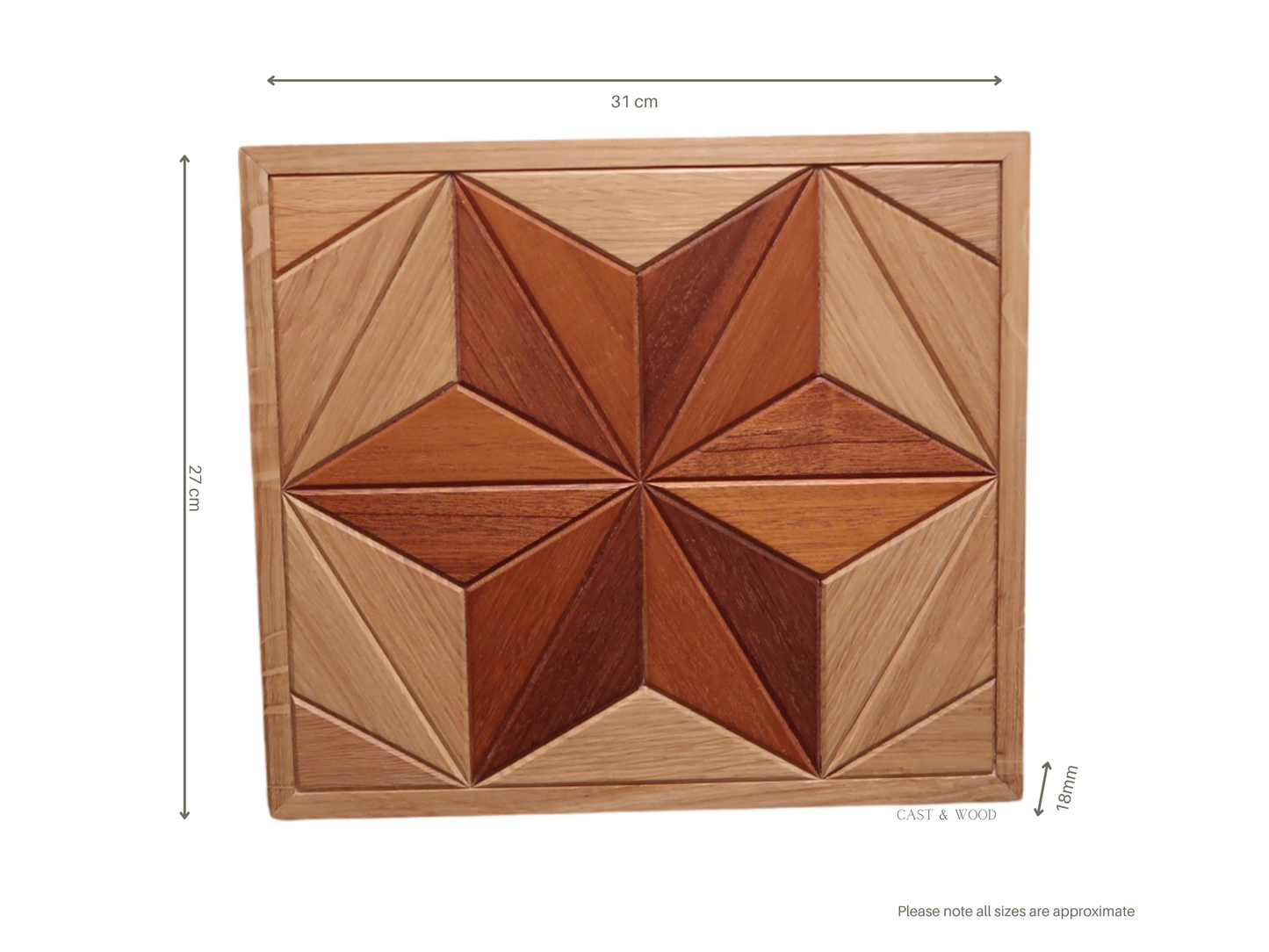 Handmade Hardwood Star Wall Art - 31cm x 27cm