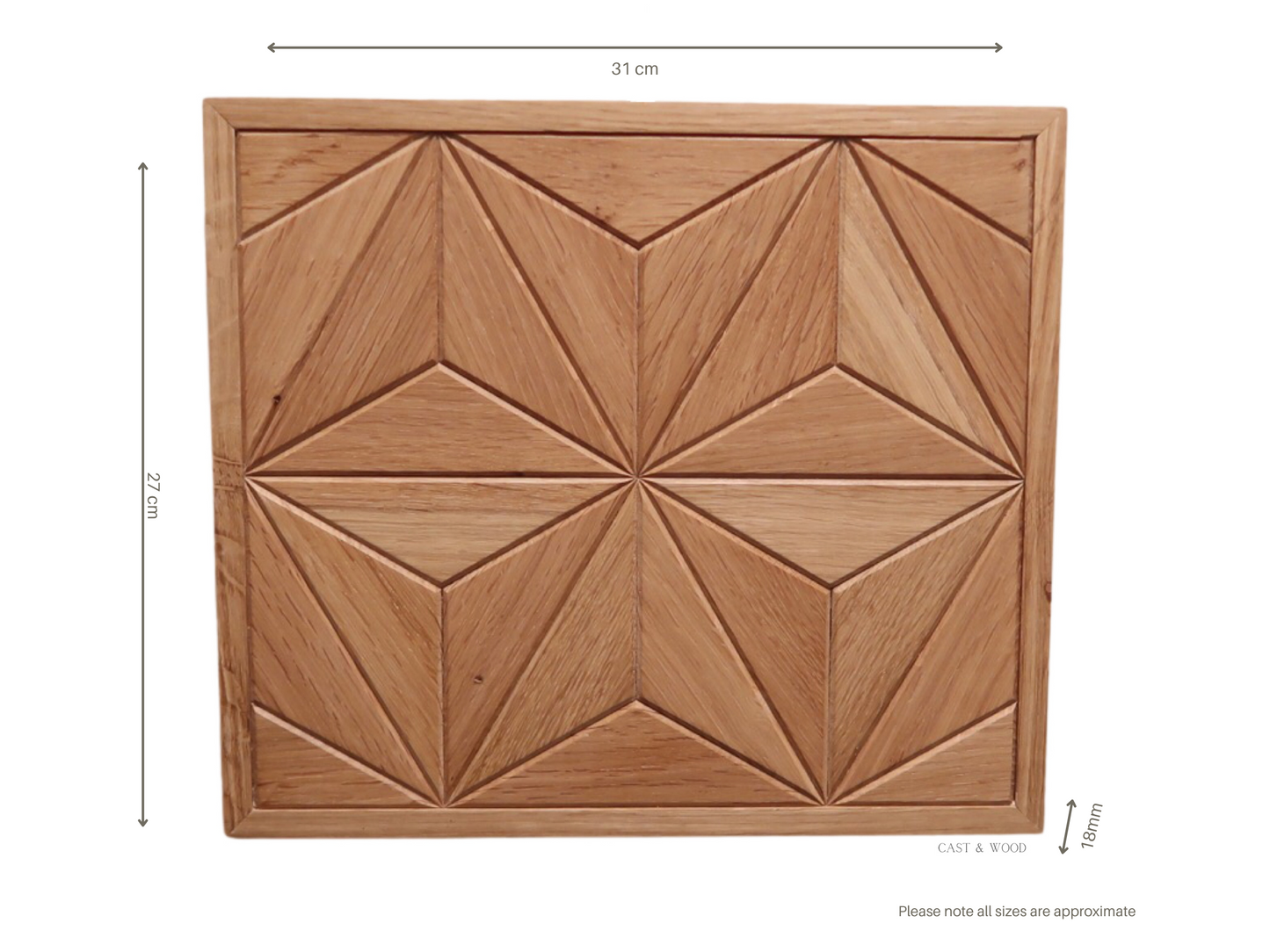 Handmade Oak Star Wall Art - 31cm x 27cm