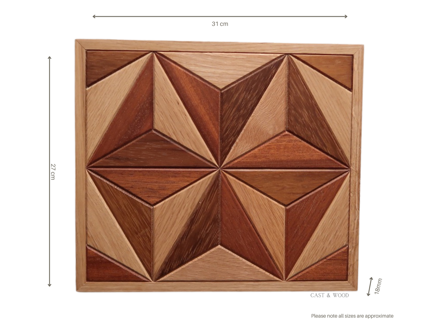 Handmade Hardwood Wall Art - 31cm x 27cm