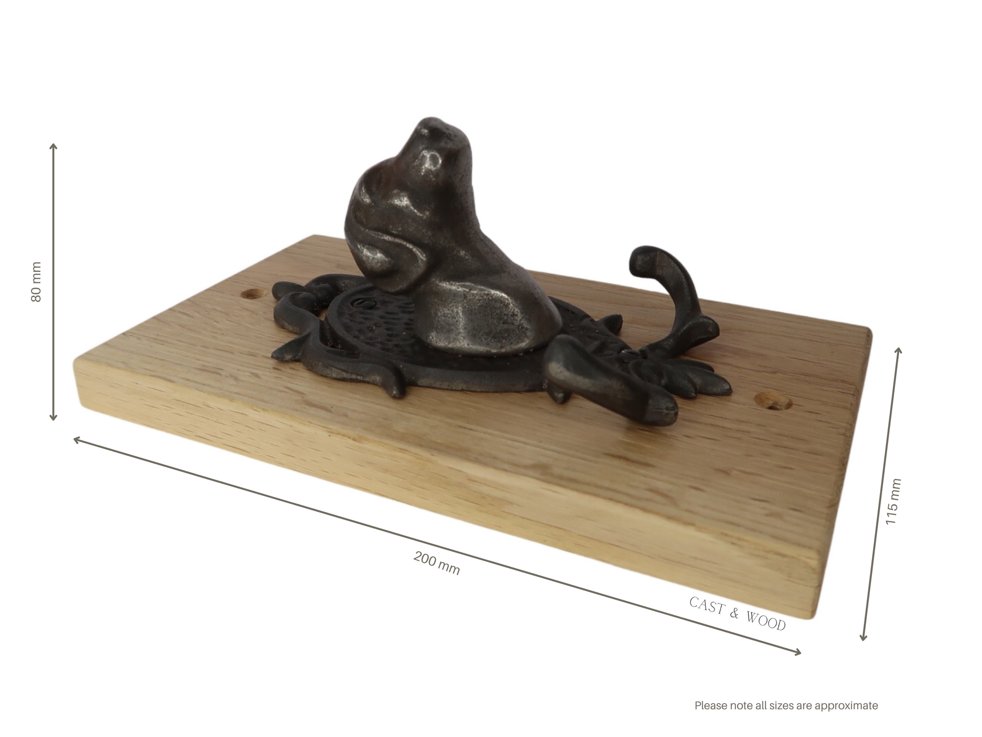 Solid Oak Mounted Bull Dog Hook