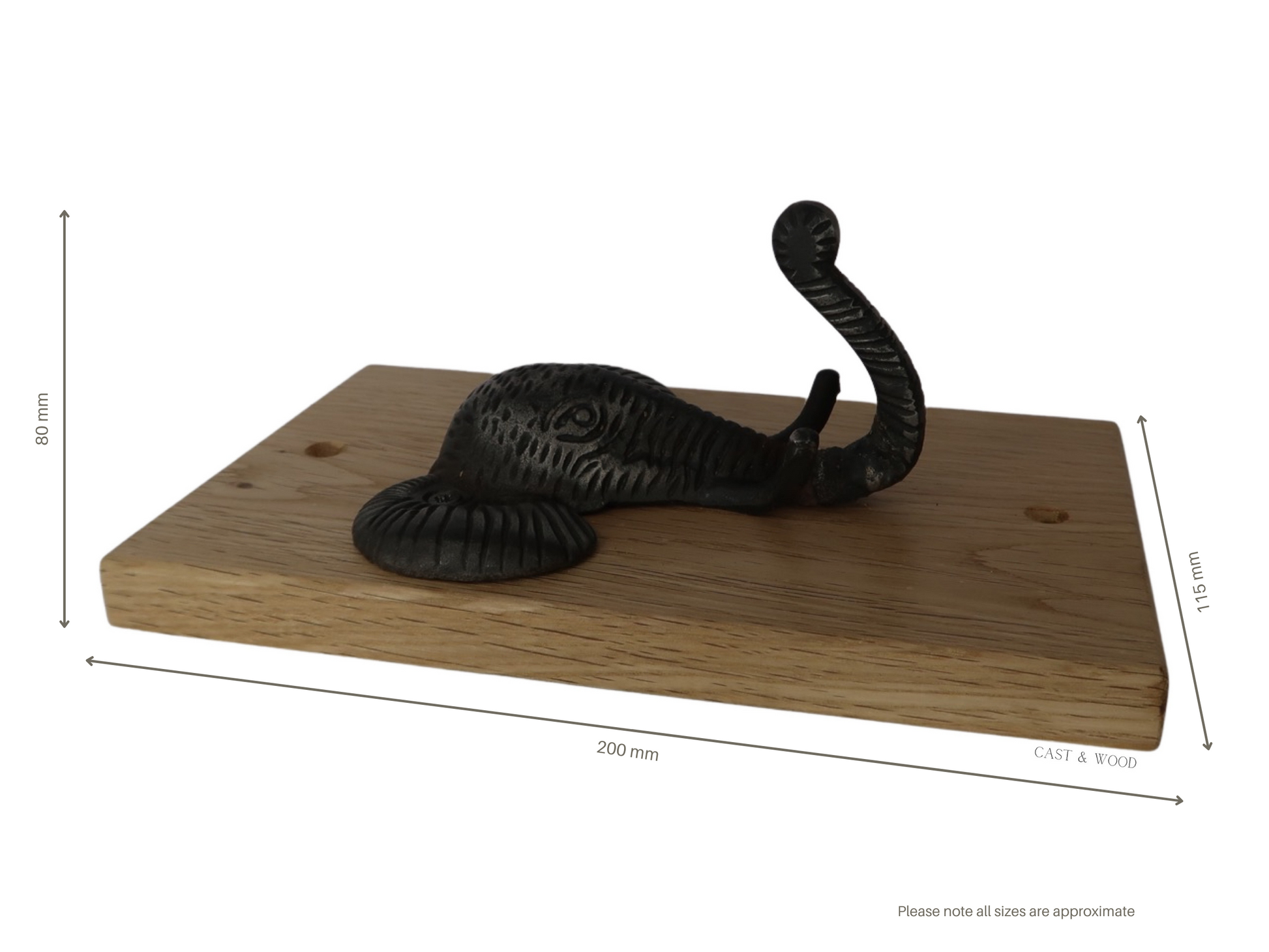 Solid Oak Mounted Elephant Hook