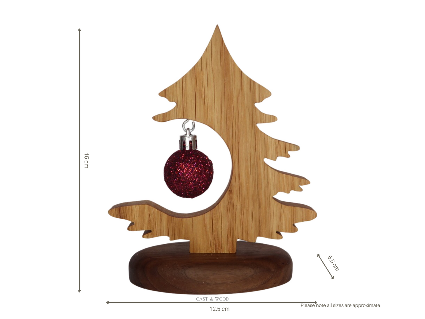 Solid Oak and Walnut Desktop Christmas Tree