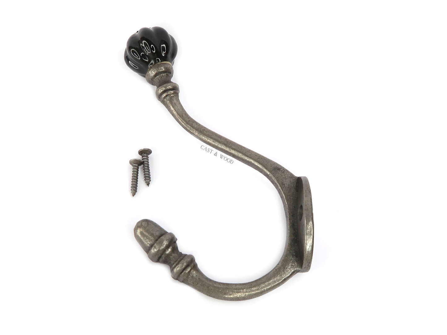 Black Acorn Double Coat Hook Cast & Wood