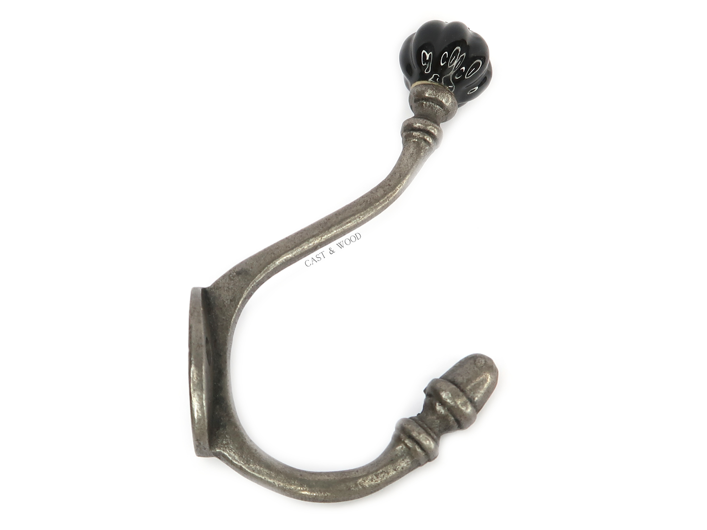 Black Acorn Double Coat Hook Cast & Wood