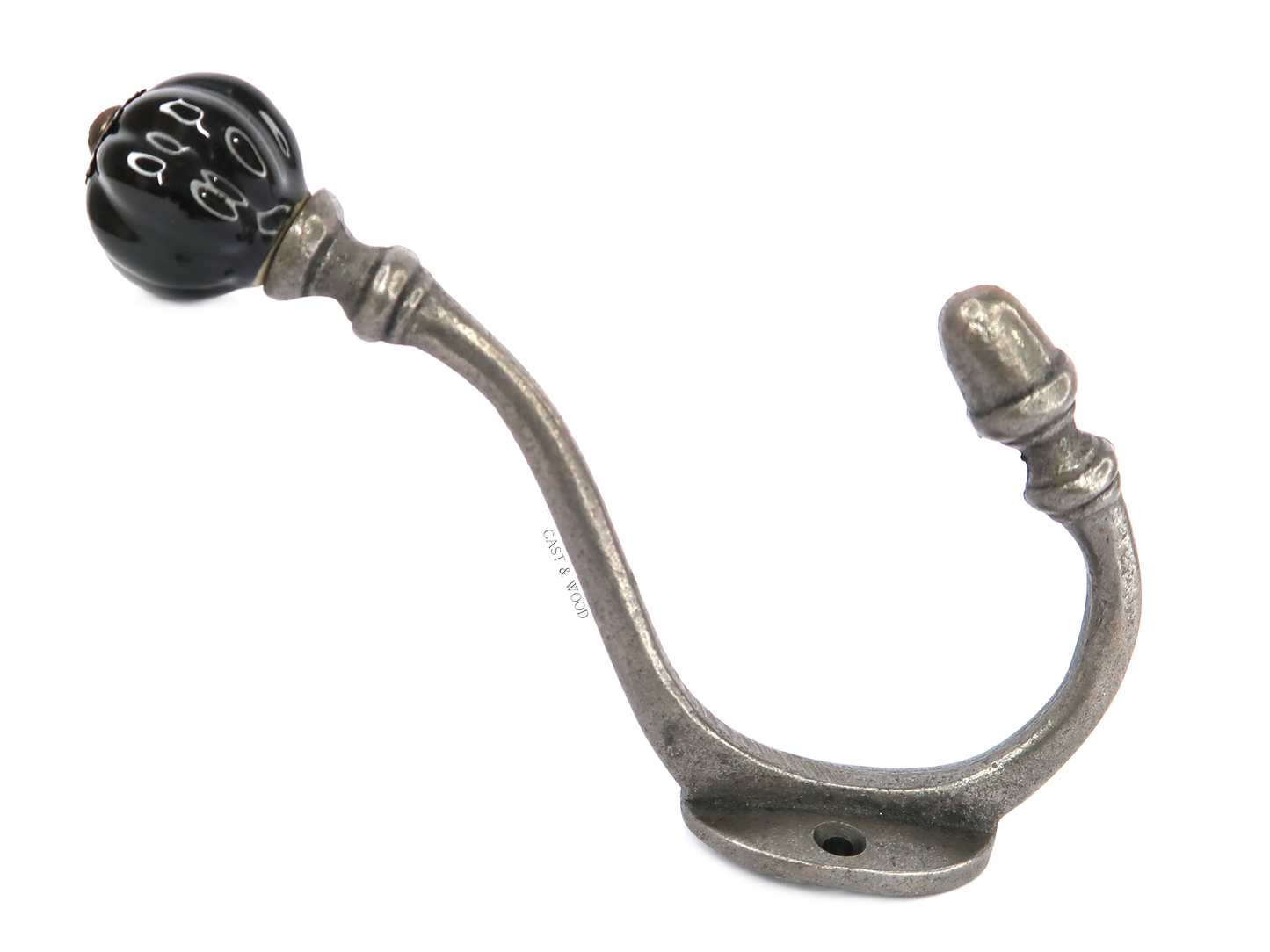 Black Acorn Double Coat Hook Cast & Wood