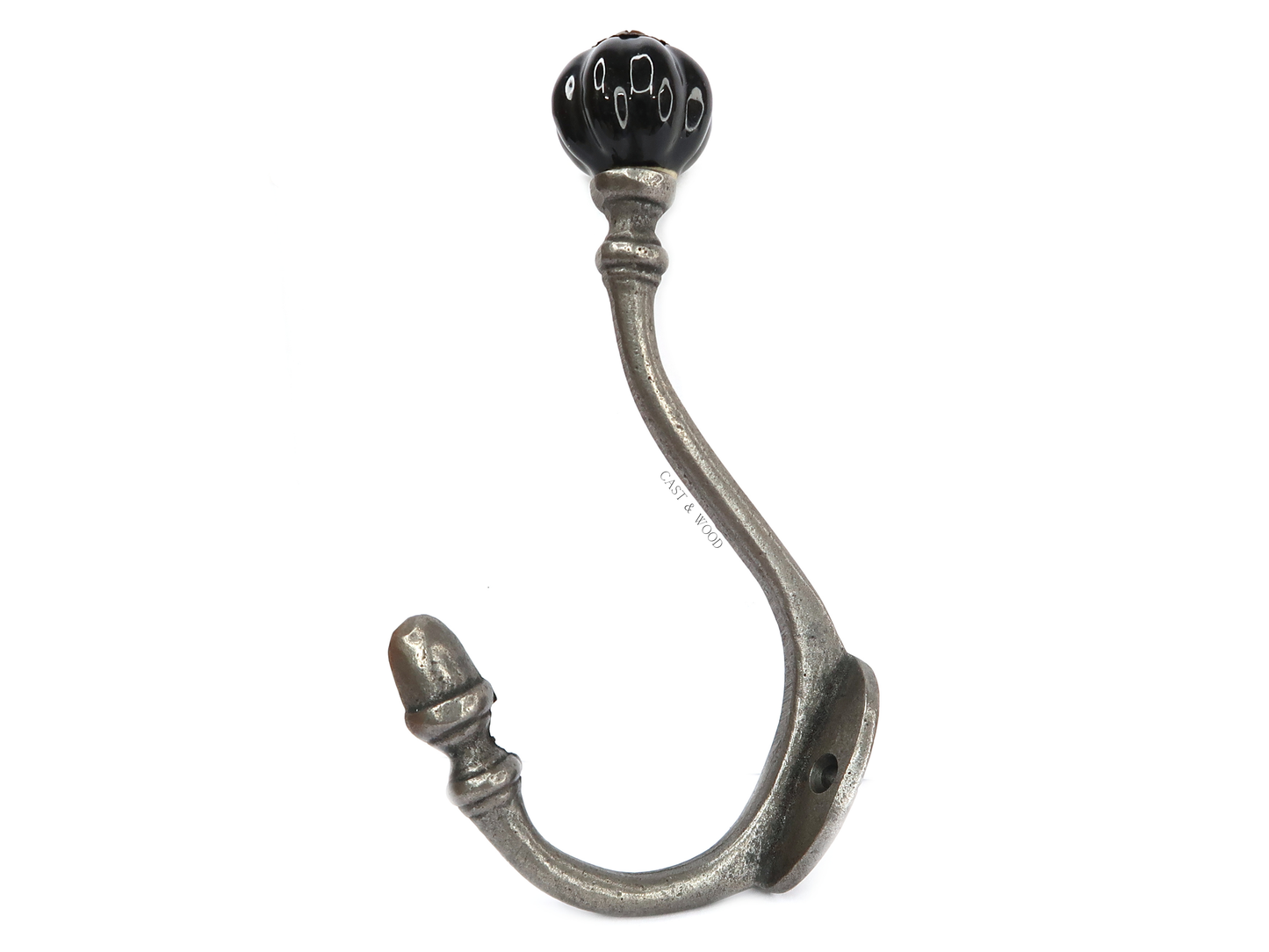 Black Acorn Double Coat Hook Cast & Wood