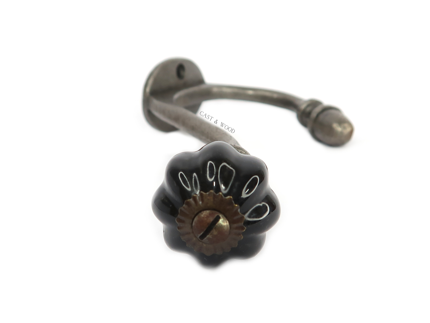 Black Acorn Double Coat Hook Cast & Wood