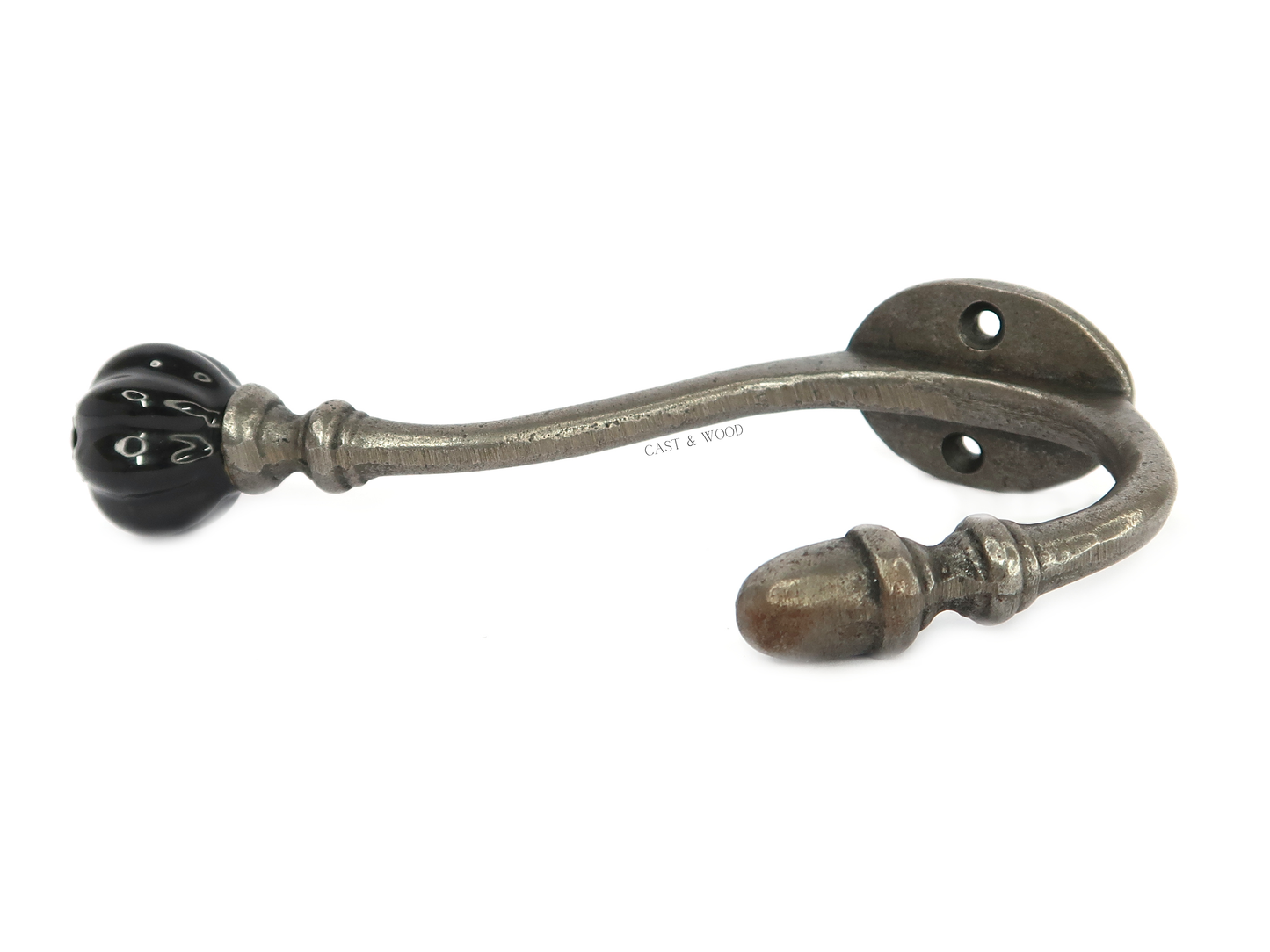 Black Acorn Double Coat Hook Cast & Wood