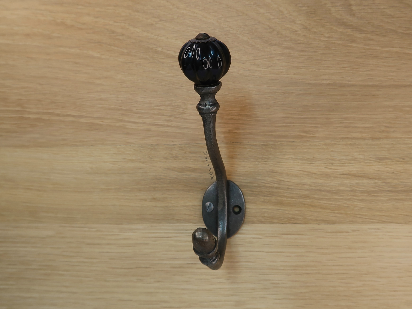 Black Acorn Double Coat Hook Cast & Wood