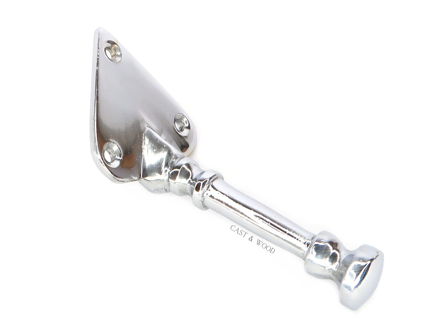 Chrome Single Coat Hook Cast & Wood