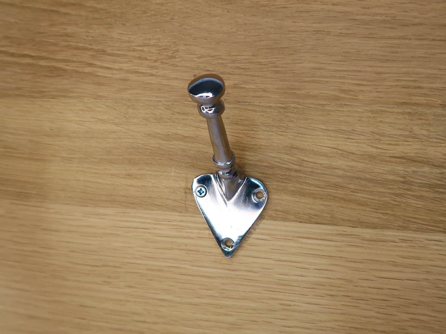 Chrome Single Coat Hook Cast & Wood