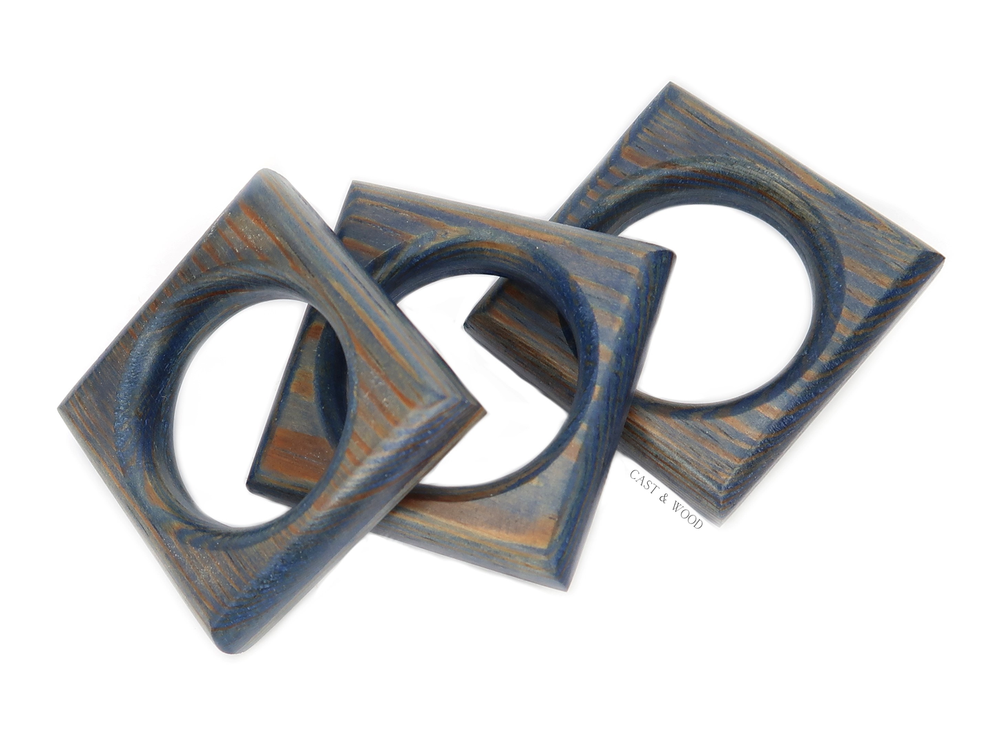Napkin Rings - Navy Blue Cast & Wood