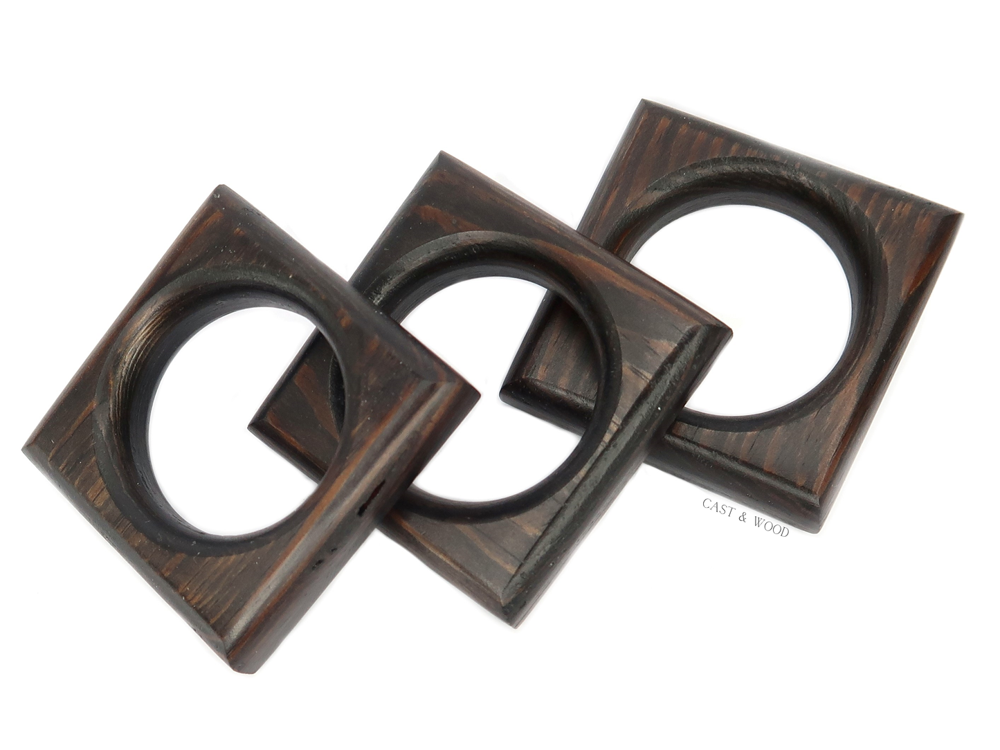Napkin Rings - Black Brown Cast & Wood