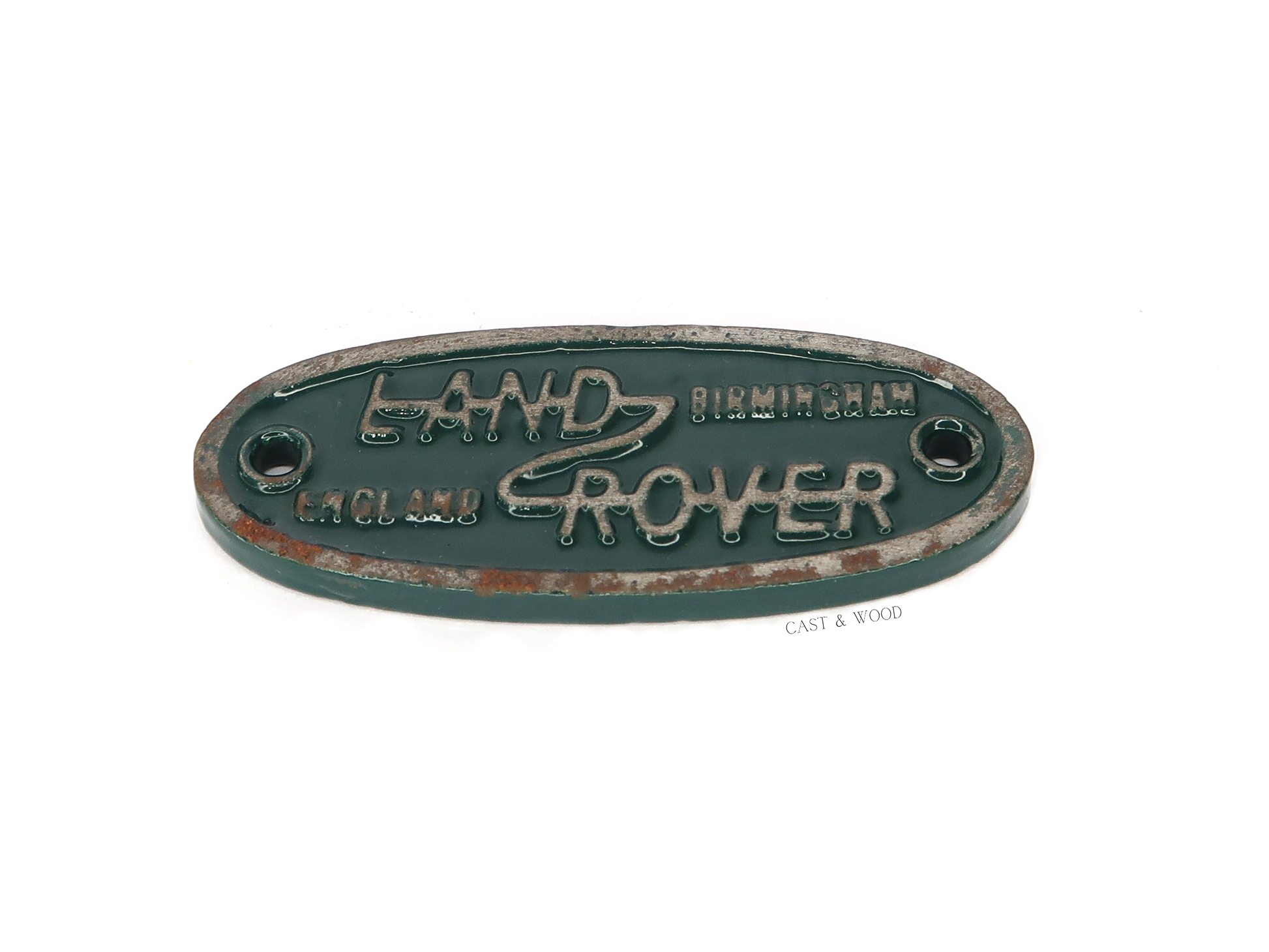 Green Land Rover Wall Plaque Sign Cast & Wood