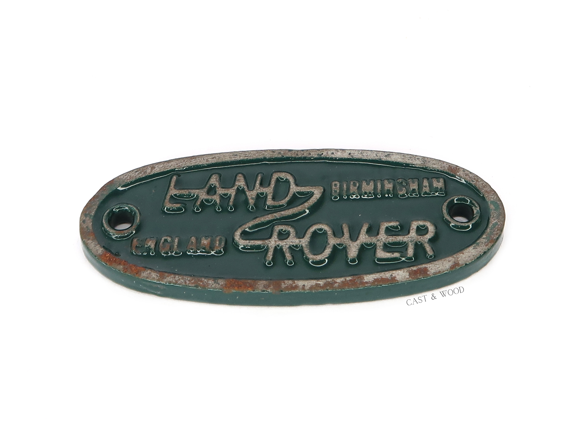 Green Land Rover Wall Plaque Sign Cast & Wood