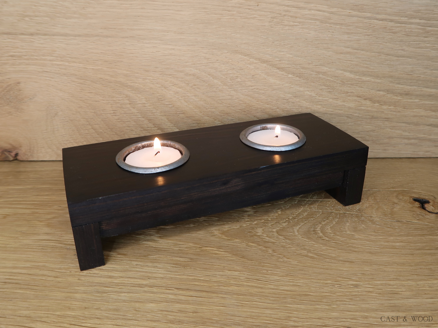 Raise Me Up Double Candle Holder - Black Brown