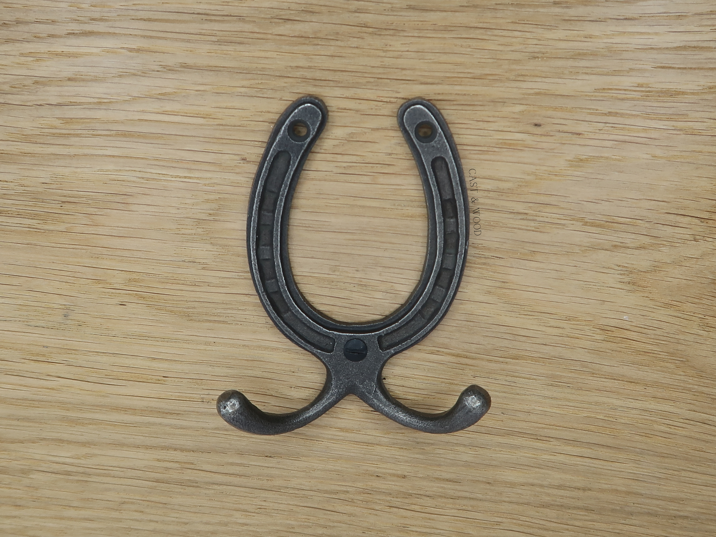 Horseshoe Double Robe Coat Hook Cast & Wood