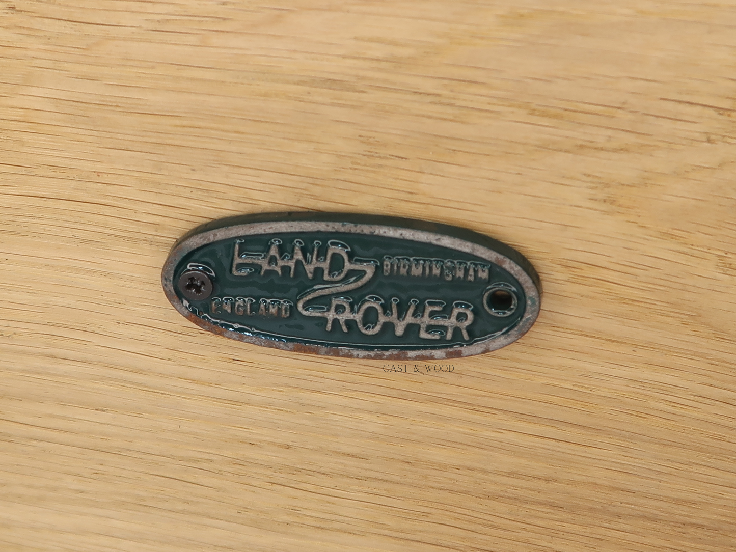 Green Land Rover Wall Plaque Sign Cast & Wood