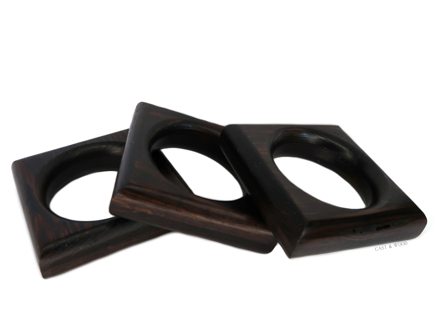 Napkin Rings - Black Brown Cast & Wood
