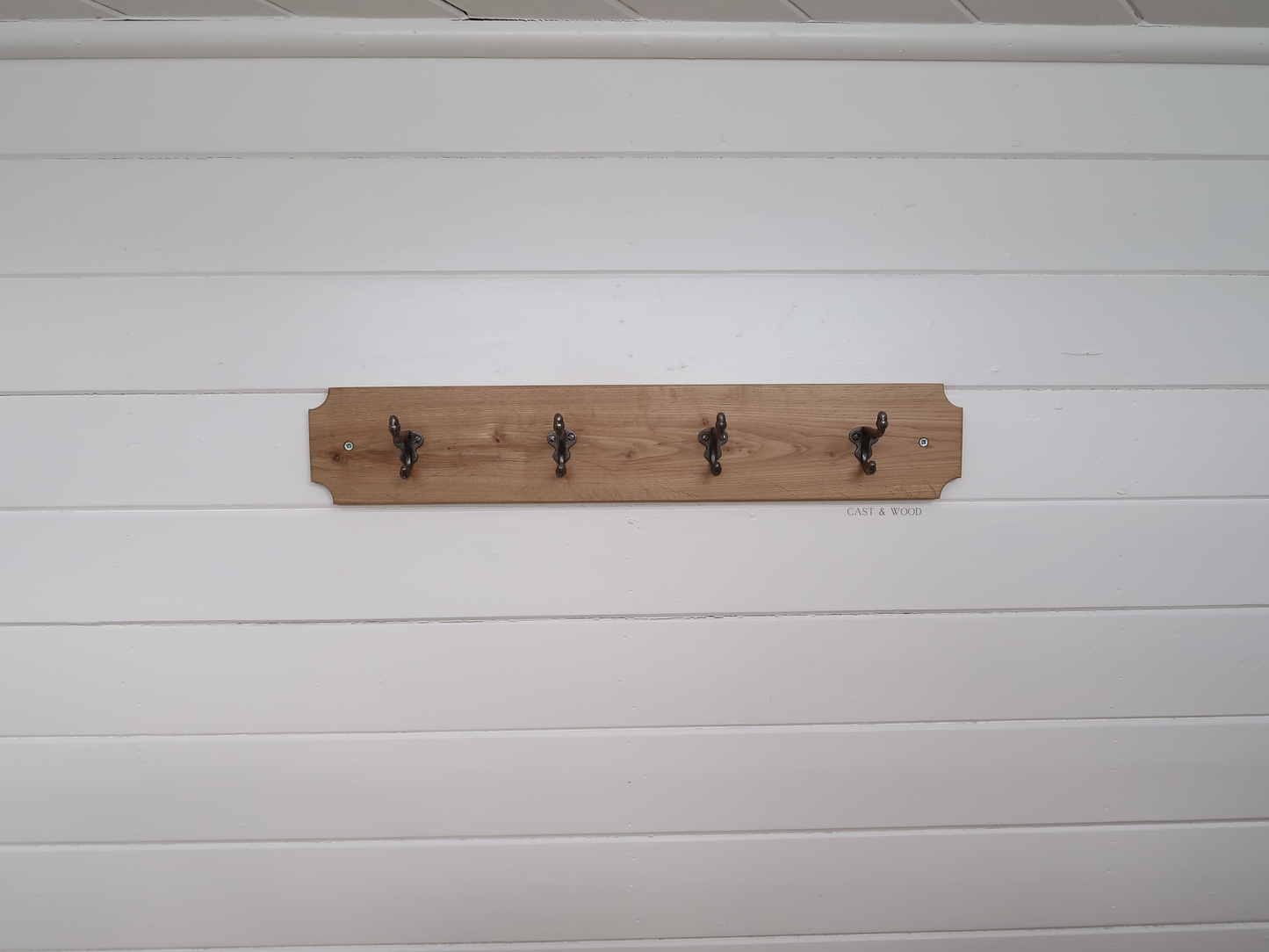 Solid Oak Coat Rack with 4no x Acorn Hooks