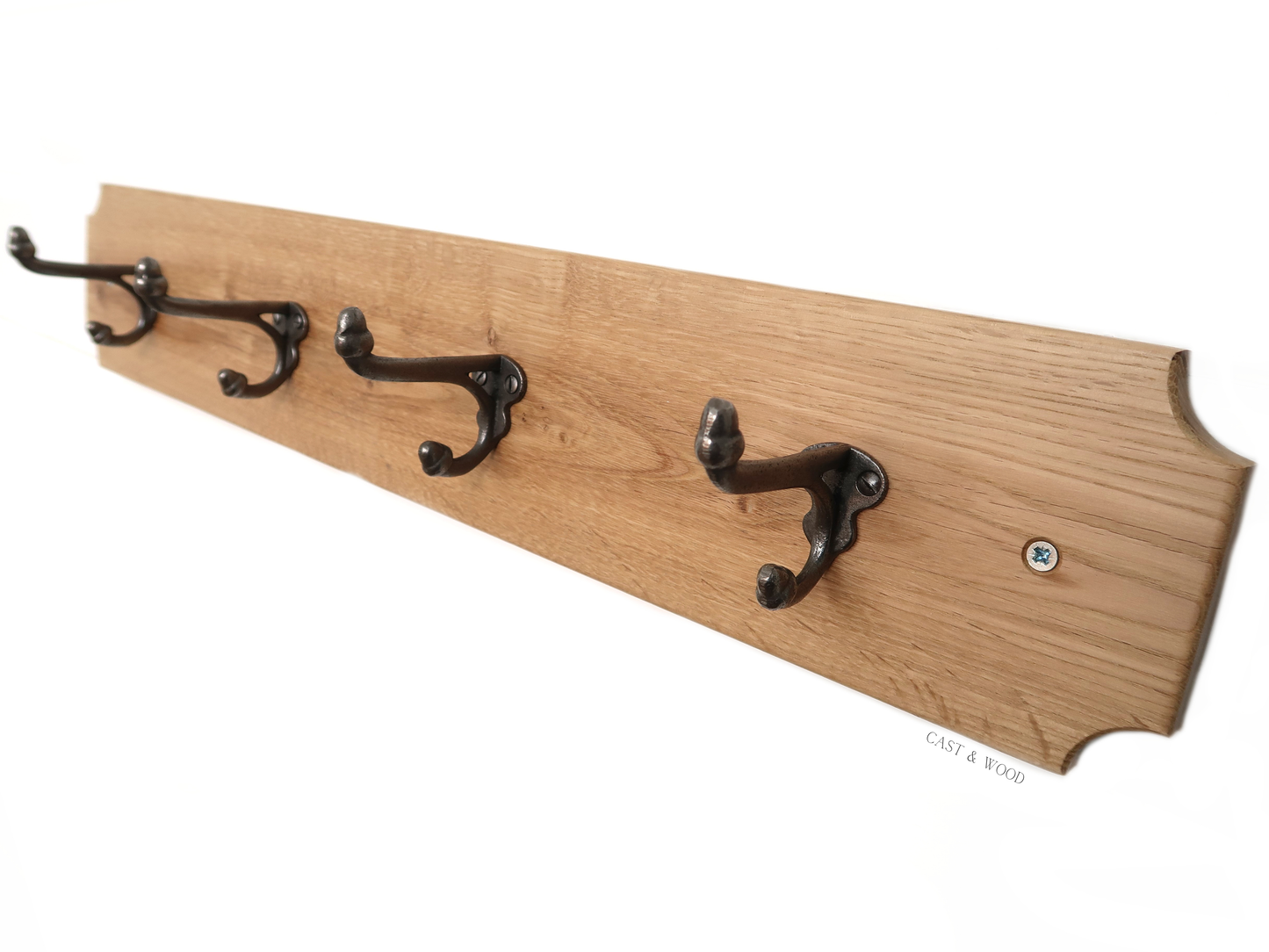 Solid Oak Coat Rack with 4no x Acorn Hooks