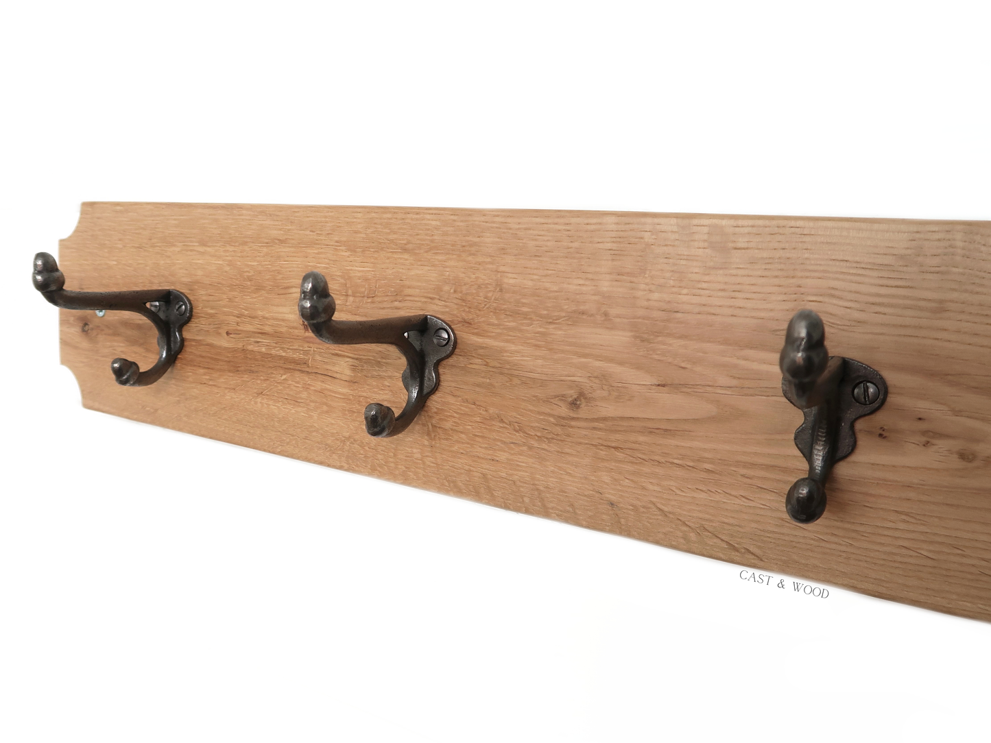 Solid Oak Coat Rack with 4no x Acorn Hooks